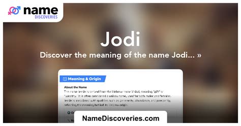 jodi english meaning|Jodi: Name Meaning, Popularity and Info on BabyNames.com.